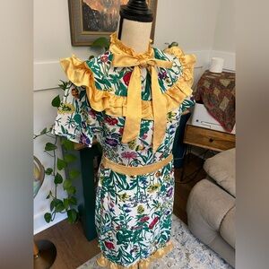 The Moon High Neck Floral Tie Knee Length Dress Medium